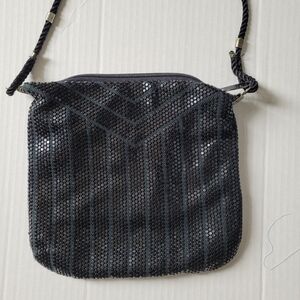 Stein Montreal purse vintage black small string strap plastic dots fabric inside